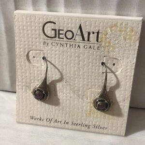 GeoArt Sterling Silver Teardrop Earrings - Purple